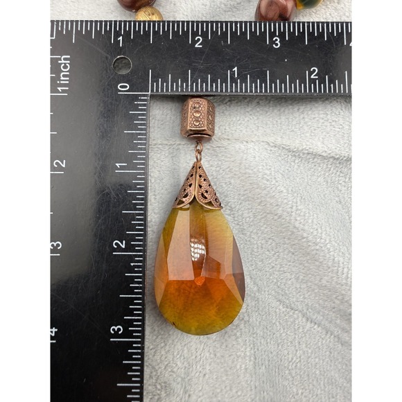 Vintage Glass Beaded Necklace Gold Tone 24" - Picture 8 of 10